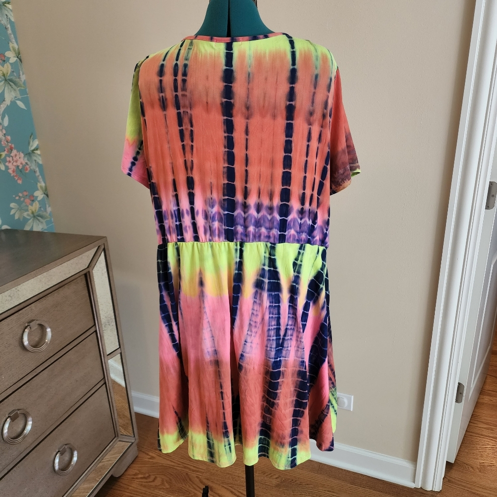 White Mark Plus Short Sleeve Tie Dye Wrap Dress 3XL - Picture 7 of 8